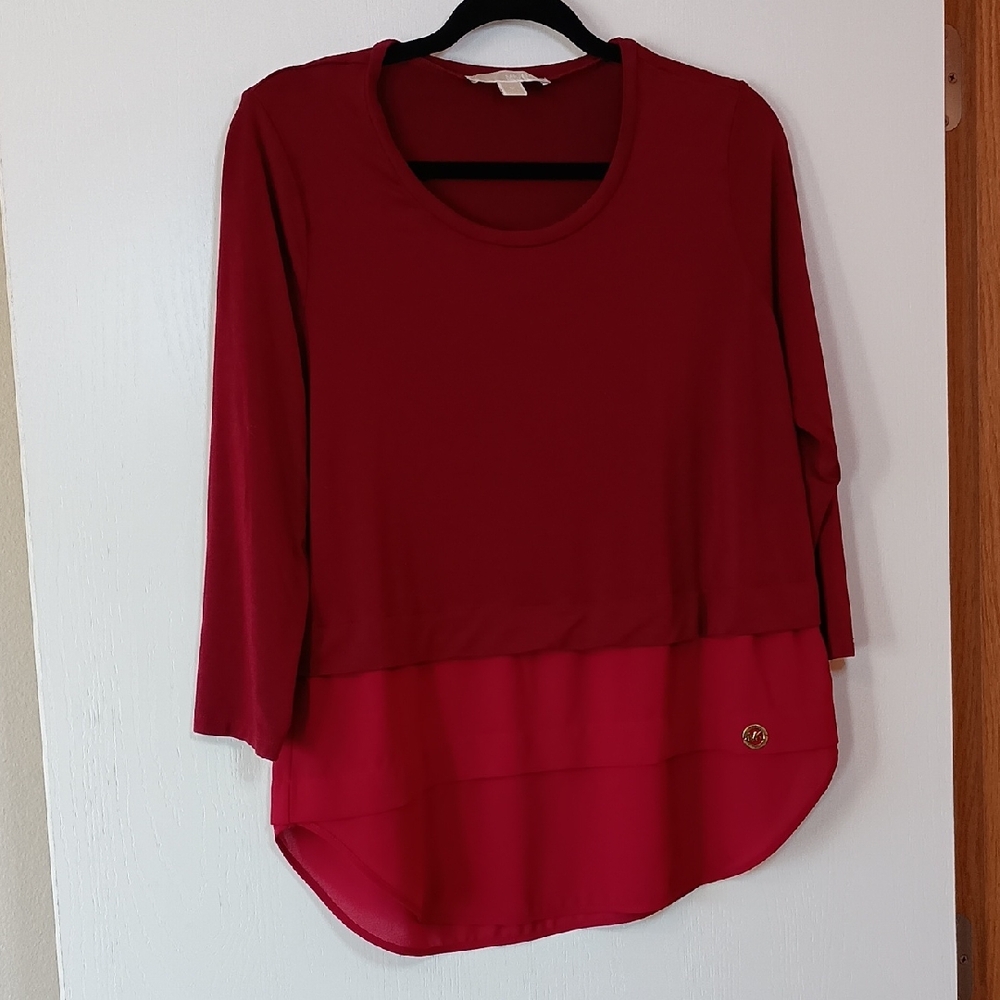 Michael Kors Deep Red Long Sleeve Top